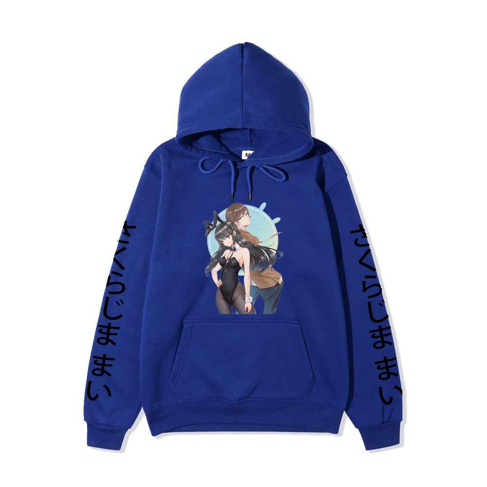 Rascal Does Not Dream of Bunny Girl Senpai Mai Sakurajima Unisex Fleece Hoodie Vertical Japanese Text Sleeve Anime Print Long Sleeve Sweatshirt