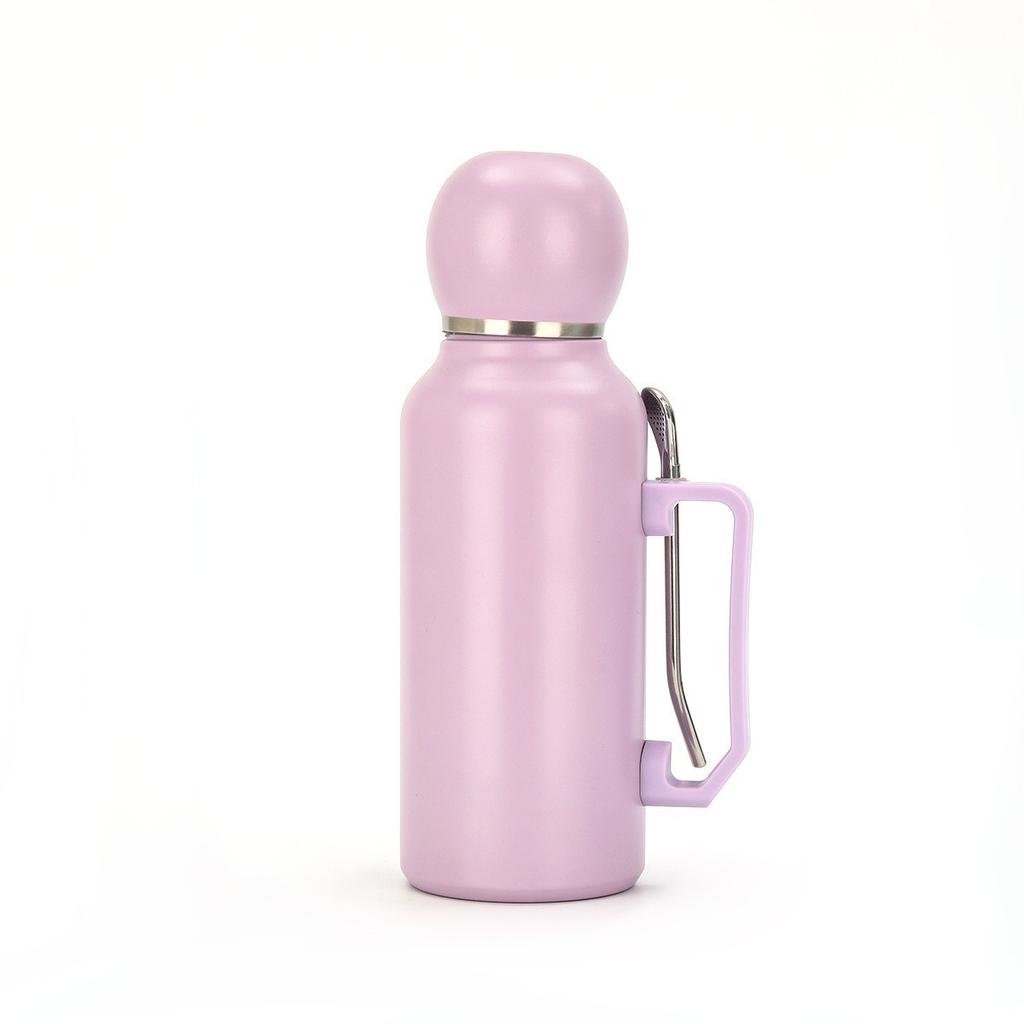 Water Bottle Stainless Steel Football Cup Outdoor Accompanying Sports Kettle Double Layer Thermos Cup with Handle