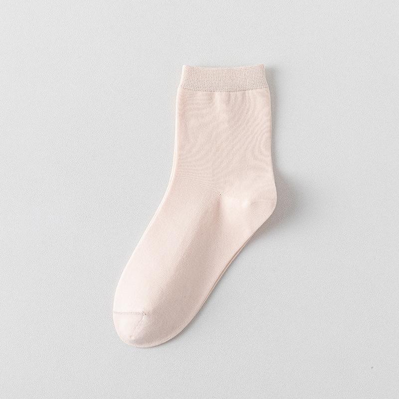 

Female Spring and Autumn Pure Cotton Pure Color All Build Absorb Sweat Deodorant Boneless Tube Socks 1 pair розовый