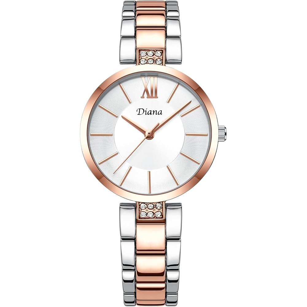 Diana Analog Women s Watch Waterproof Simple Japanese Movement Silver and Rose