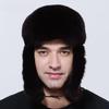 Winter Bomber Hat Men Ushanka Thick Warm Russia Rabbit Fur Trapper Ear Hat
