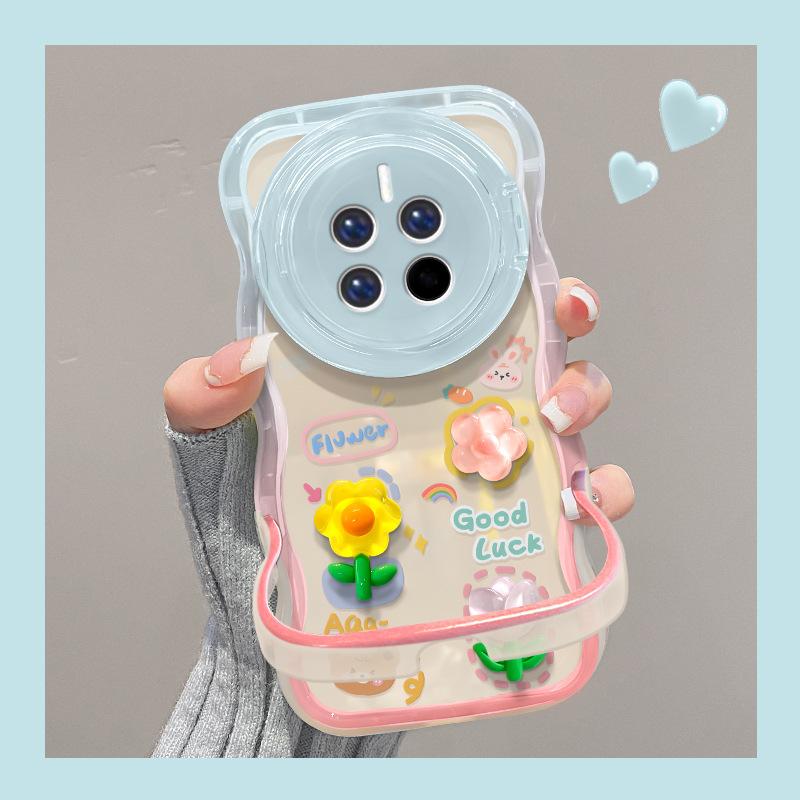 

Подходит для чехла для мобильного телефона Huawei Mate50pro Pura70 Милая лягушка Цветок Кукла Nova7 Невидимая двойная подставка Honor 50 Pro