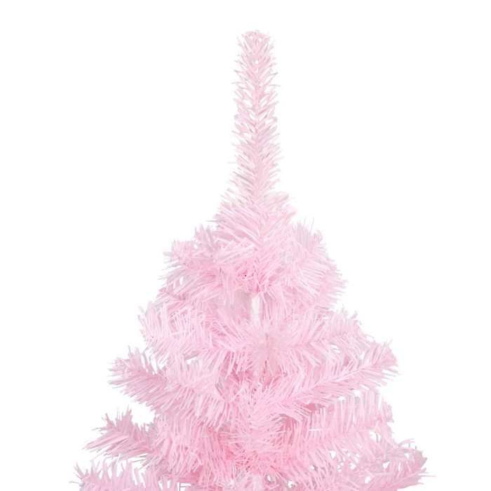 Maison Exclusive - Arbre de Noël artificiel pré-éclairé et boules rose 210 cm PVC