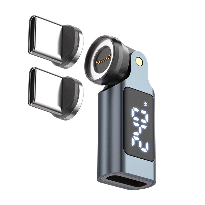 Type-C Magnetic Adapter Digital Display PD 240W 9Pin USB-C to USB-C Fast Charging Type-C Female OTG Converter for Samsung iPhone 3
