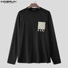 INCERUN Printemps Hommes Col Rond Manches Longues Crochet Casual Lâche Pull T-shirts Hauts