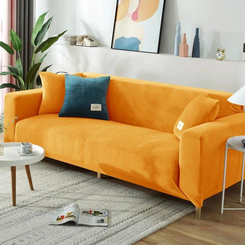 Samt-Plüsch-Sofabezug für 1/2/3/4 Sitze, Jacquard-Sofabezug, L-förmiger Sofabezug, Schutz für Bankbezüge
