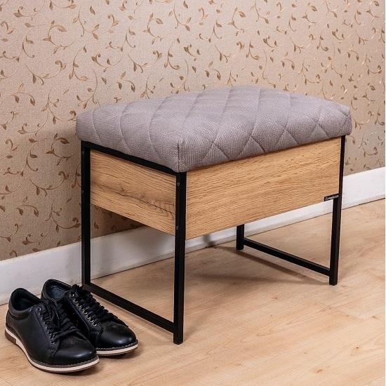 

Полка для обуви с коробкой, пуховое сиденье, металлическая ножка, многоцелевая деревянная пуховая коробка для кистей для обуви коричневый