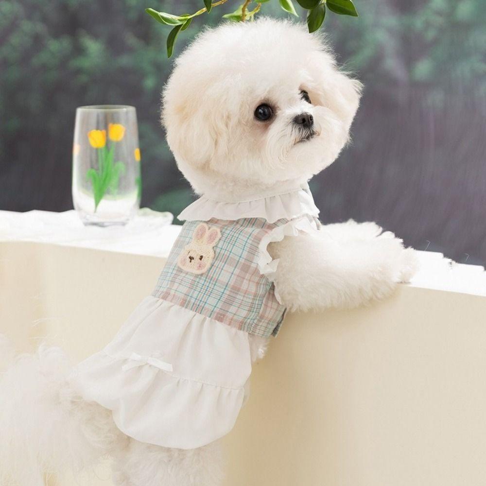 Comfortable Plaid Pet Dress Fashion Dog Vest Dress Adorable Pet Clothes  For Dogs Cats