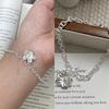 Women's S925 Silver Flower Floral Chain French Bracelet