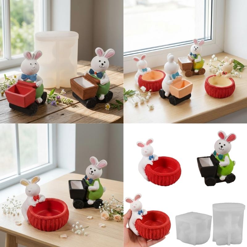 Easter Rabbit Basket Candle Cup Silicone Molds Easy Demolding For Resin Casting Candle Holder Chocolate Home Decoration