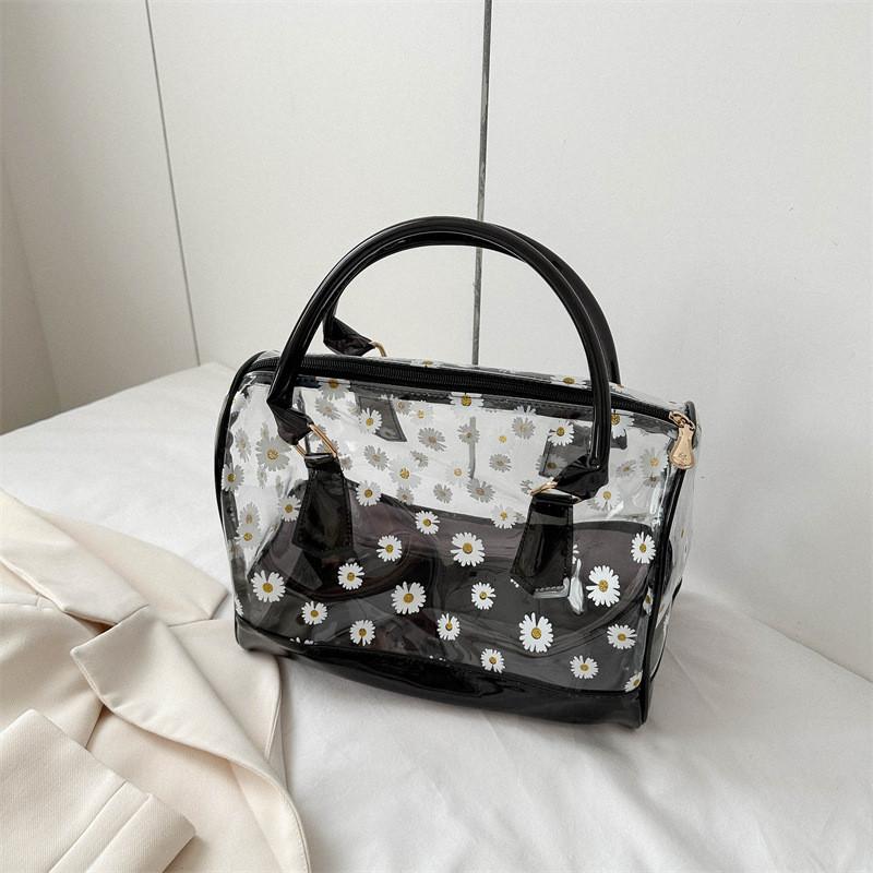 Summer Ready Large Capacity Tote Bag In Transparent Style Perfect For Trendy Outfits Clear