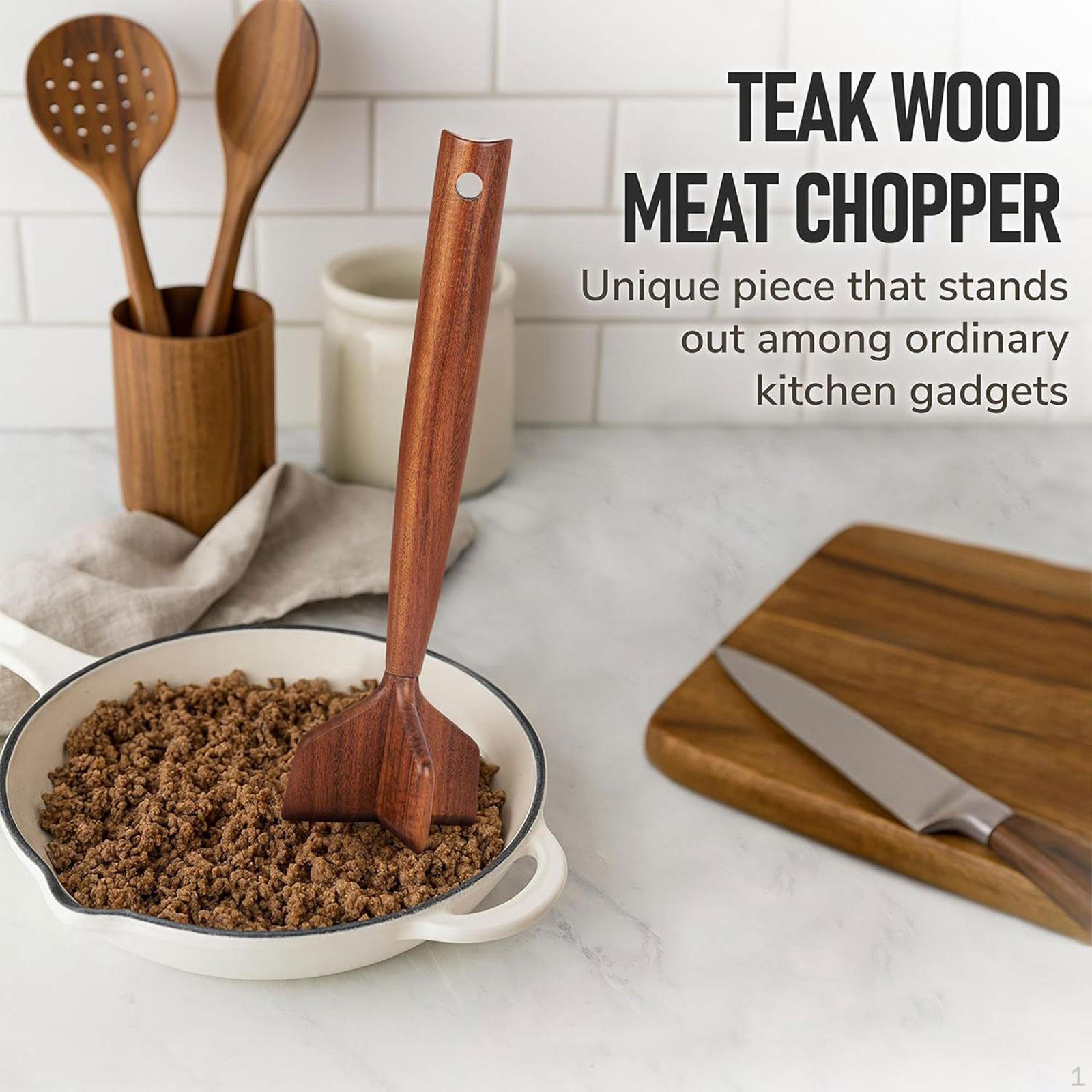 

Wooden Potato Masher Ground Beef Stirring Brown Accessories Chopper Hamburger