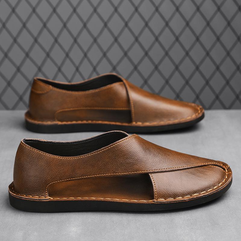 TUINANLE Sandalen für den Sommer, für Herren, gemütlich, hohl, rutschfest, weich, kühl, beleuchtet, atmungsaktiv, All-Match, klassisch, tragbar, modisch, lässig, Ledersandalen