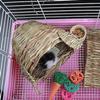 Straw Braid Rabbit Head Shape Chinchilla Hamster Hedgehog Grass Warm House Nest