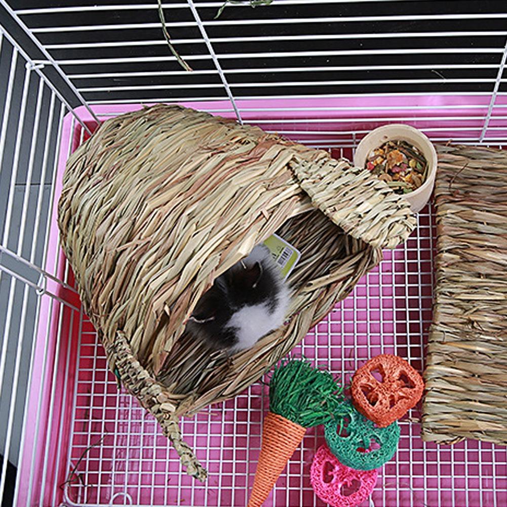 Straw Braid Rabbit Head Shape Chinchilla Hamster Hedgehog Grass Warm House Nest