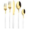 5Pcs Dinnerware Set Stainless Steel Tableware Set Knife Fork Spoon Dinner Set Black Gold Cutlery Set Kitchen Service for 6