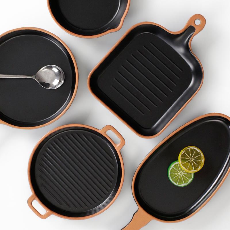 Plastic Tableware Plates Commercial Catering Restaurants Creative Dish Plates Plastic Handle Plates