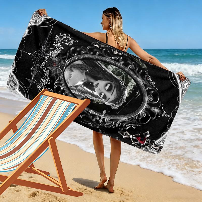 Corpse Bride Print Beach Towel, Large Soft Quick Dry Towel for Beach Camping Swimming