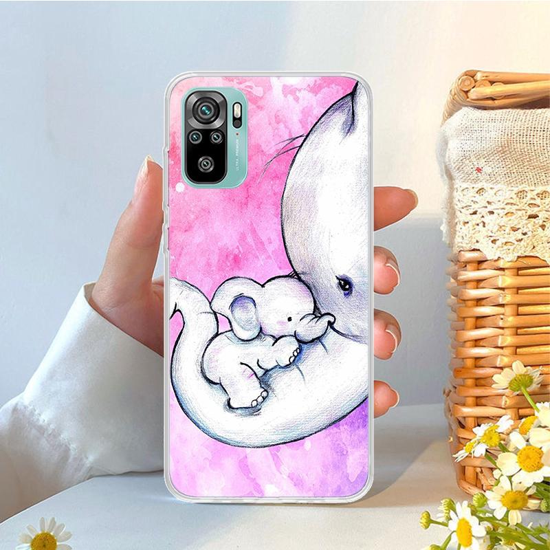 Cartoon Elephant Pink Soft Phone Case For Xiaomi Redmi Note 15 14 14S 13 12 Pro Plus 12S 11 11S 11E 10 10S 11T 5G Fundas Coque R