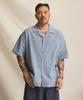 RUGGED HOUSE Vertical Texture Open Collar Shirt Blue