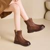 Leather retro snow boots women's 2025 winter new velvet thickened thermal cotton shoes integrated leather Martin boots
