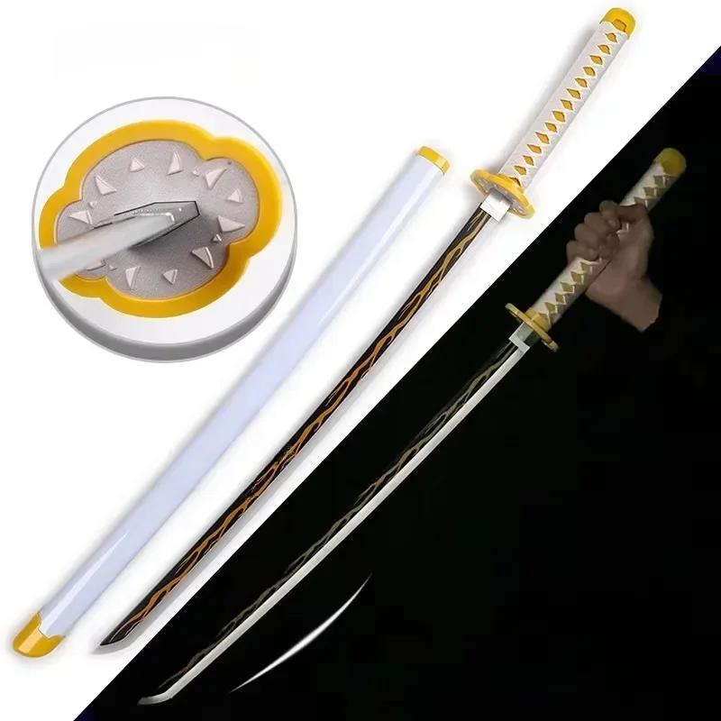 31/40inch Demon Slayer Katana Luminous Sword LED Light Kyoujurou Anime Cosplay Prop Real Japanese Katana Samurai Lightsabre Toy