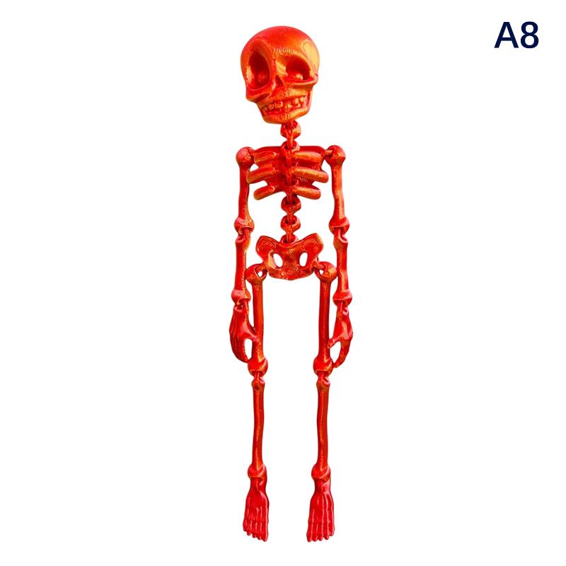 Poseable Skeleton Fridge Magnet 3D Printed Articulated Skeleton Decor Halloween Horror Luminous Skull Magnet Fridge Sticker
