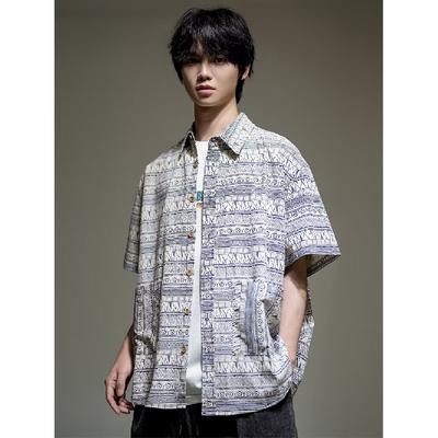 Summer New Casual Five Quarter Sleeved Shirt Oversized Loose Couple Five Quarter Sleeved Short Sleeved Shirt For Men And Women