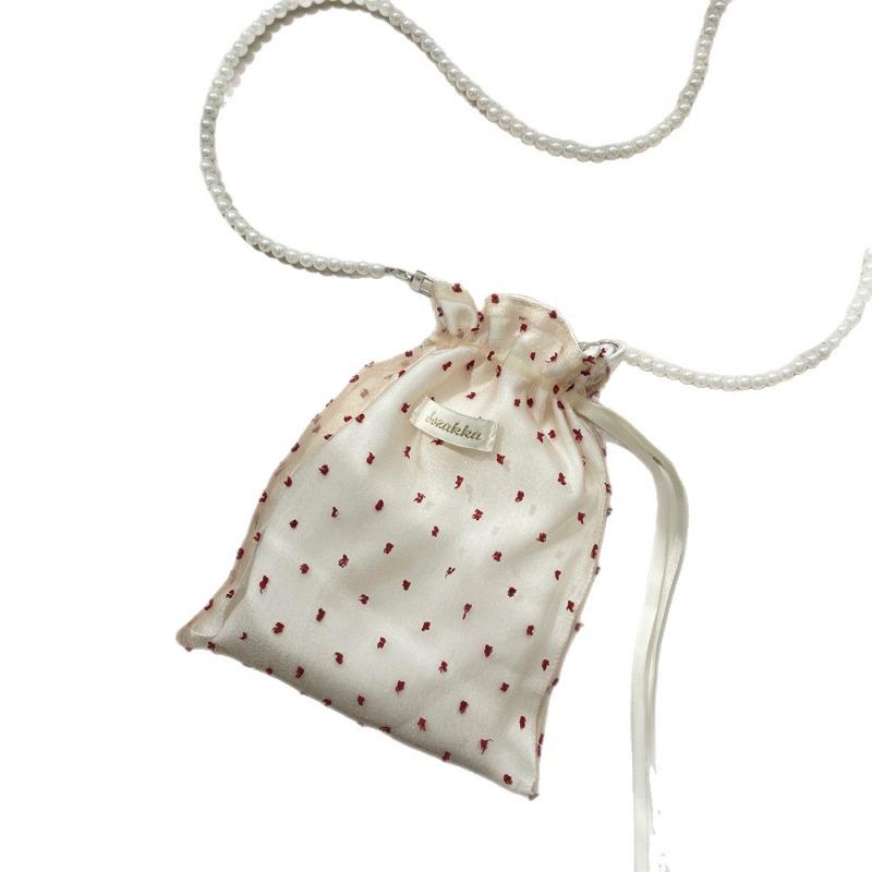 51 New Small Polka Dot Canvas Bag Large Capacity Mobile Phone Messenger Bag Fresh and Versatile Shoulder Tote Bag