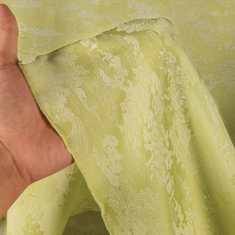 Chinese Style Vintage Jacquard Satin Silk Fabric Soft Drape Satin Brocade Fabric For DIY Cheongsam Hanfu Dress Qipao Apparel