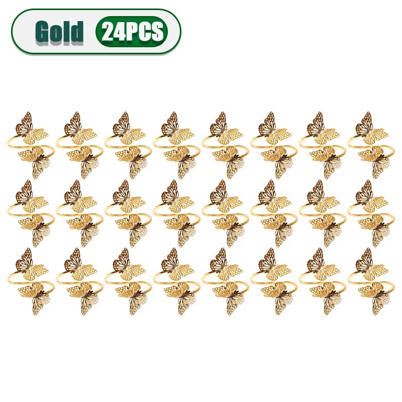1-36PCS Butterfly Napkin Rings Wedding Table Decor Elegant Napkin Holders Creative Cloth Ring for Party Supplies