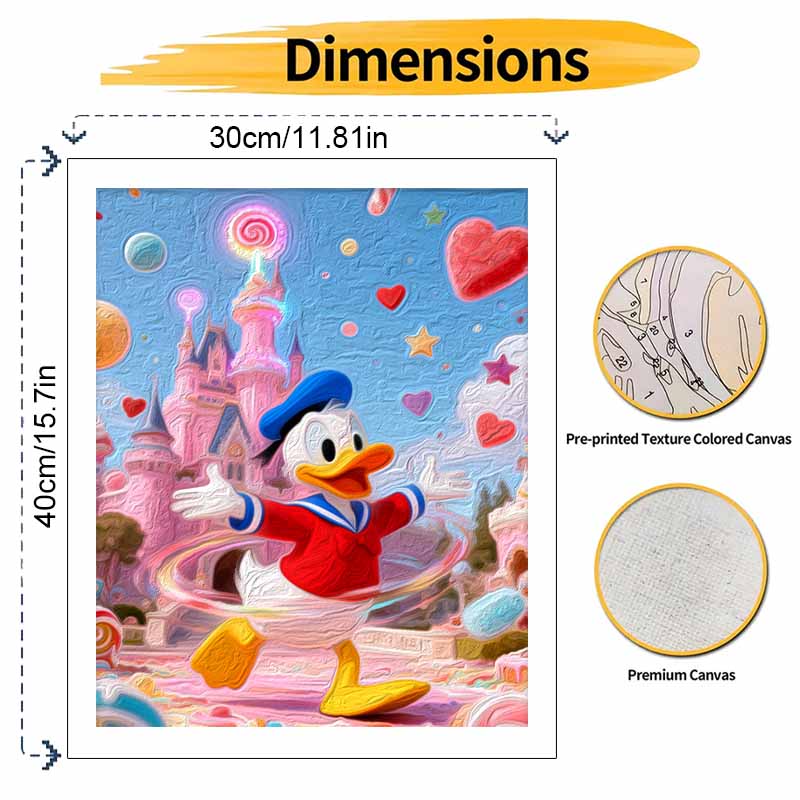 Disney Digital Oil Painting Art Kit Donald Duck Candy Castle Handmade Coloring Painting Home Decor