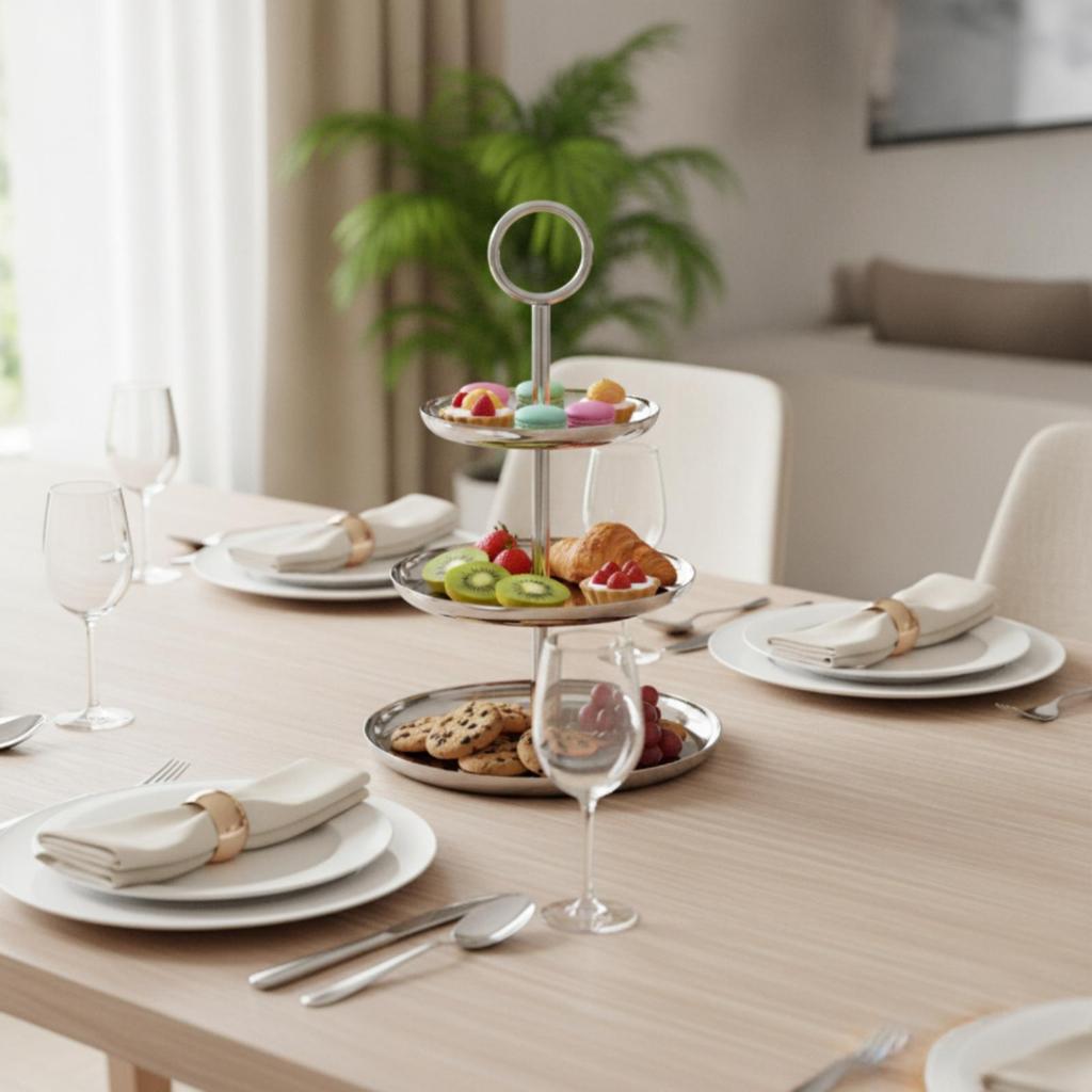 3Tier Dessert Stand Stainless Steel ThreeTier Serving Mirror Polished Tiered Tray for