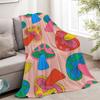 Colorful Mushroom Print Flannel Throw Blanket Soft Cozy Fleece for Home Office Sofa and Car All Season Fun Gif