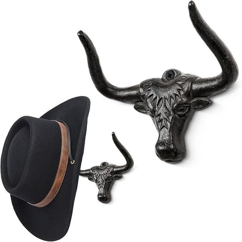 Retro European Countryside Foreign Trade Cross Border Bull Head Hook Decoration Cast Iron Wall Decoration Iron Art Metal Crafts