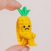 Mini Resin Fruit Figurine Fake Banana Pineapple Cucumber Pear Cone Fruit Model with Cute Grievance Expression for Micro Fairy Garden Accessory