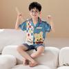 Boys Pajama Set Ice Silk Short Sleeve Cartoon Sleepwear Kids 8 Years Home Loungewear