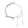 Fashionable Heart Pendant Necklace with Starfish Tassels Stylish Beaded Women Clavicle Chain Casual Outfit Accessory