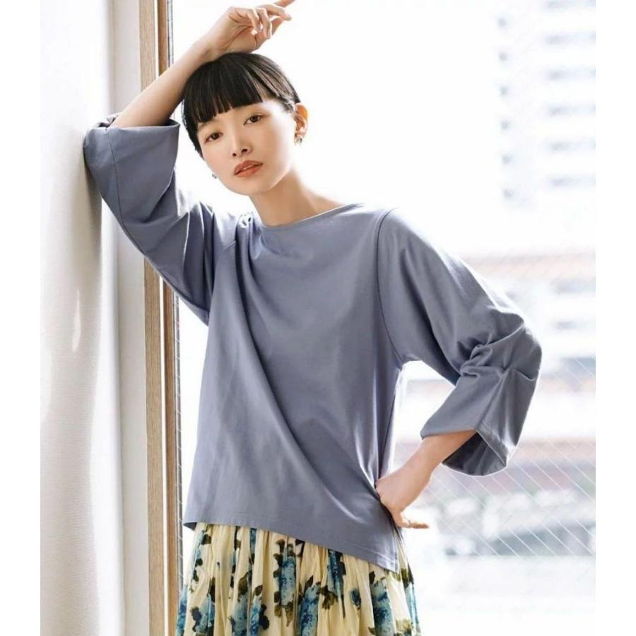 Cotton Blends T-shirt for Women Summer Japanese Solid Color Round Neck Flared Sleeve Basic Elegant Top