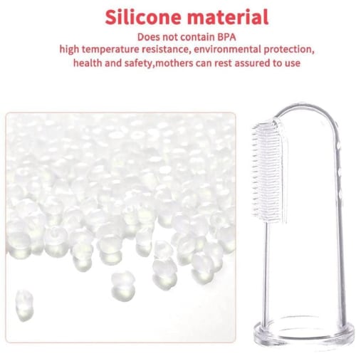 PULABO Baby Training Toothbrush, Baby Finger Toothbrush with Silicone Gum Scouring Massager and White Box, Transparent Oral Care Tool, Long-Lasting