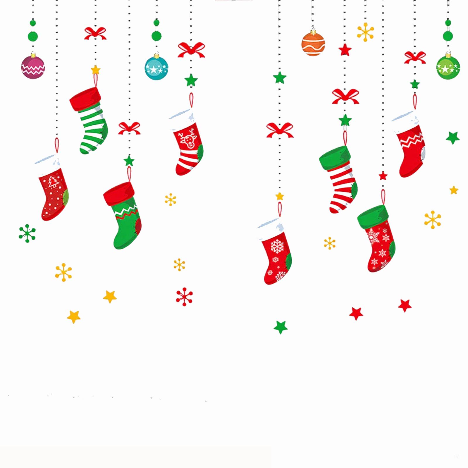 

Рождество Рождественский держатель для чулка, Съемная наклейка на стену для стеклянного окна One Size