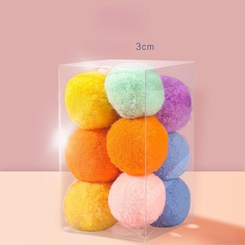 

12pcs Cat toy balls, self-hi and boredom, artifacts, cat sticks, bite resistance, silent balls, plush pom-poms, kitten balls, ball pet supplies 12pcs/box Random color