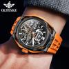 OUPINKE Watch Silicone Hollow Movement Waterproof Mechanical Watch Men's Watch