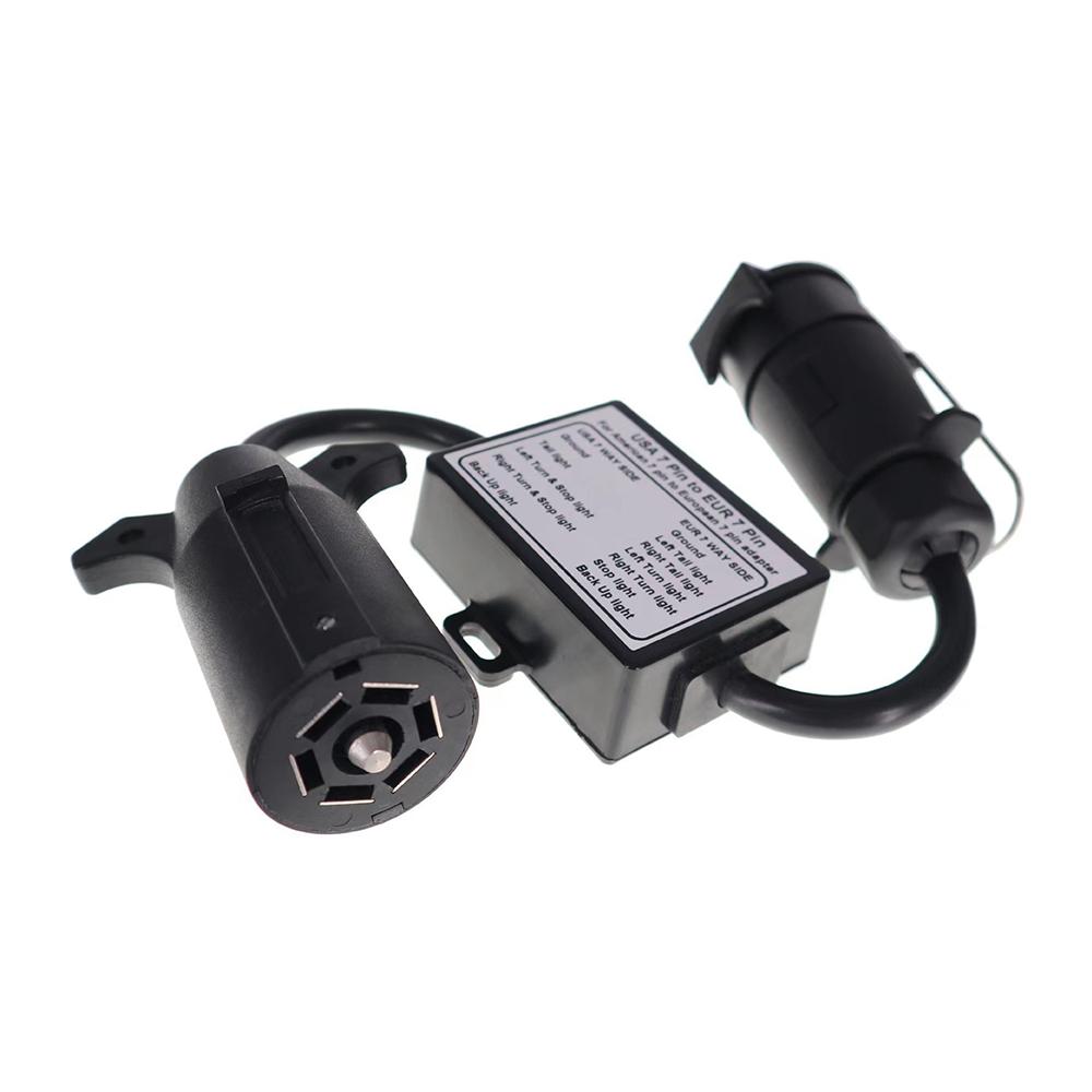 1Pc ABS Trailer Light Converter US 7 Way Blade Socket To EU 7-Pin Round Plug Separate Stop Tail Signal for Caravan Boat Bike