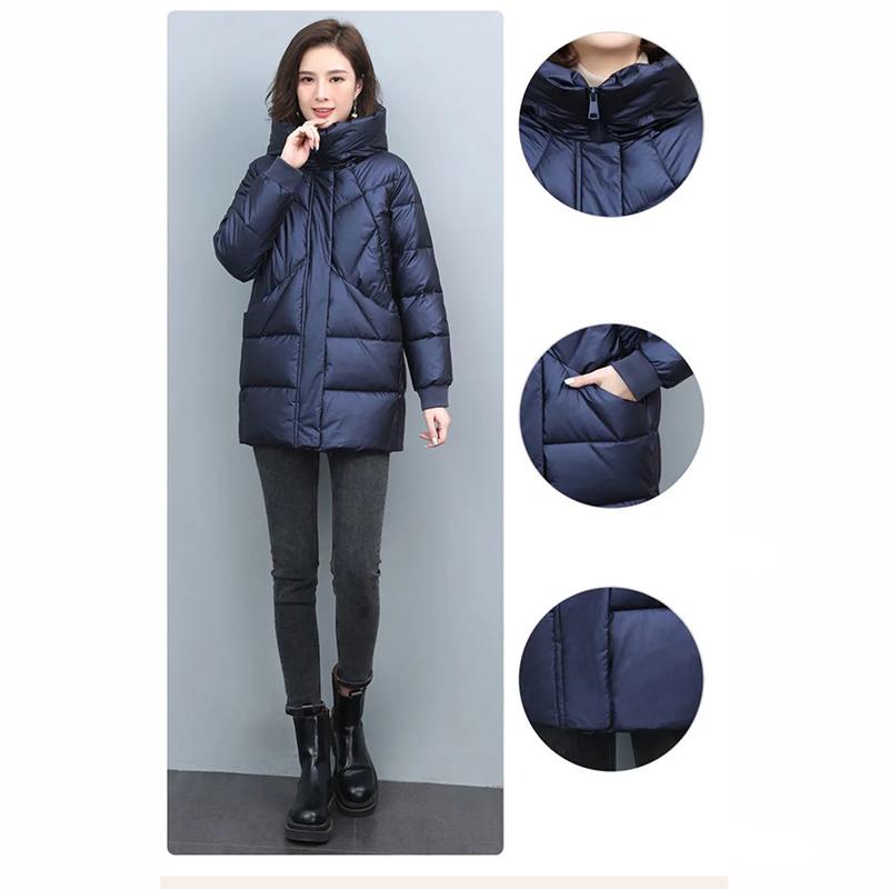 Hooded Padded Jacket Women's Mid Length Winter Fashion Thick Warm Jackets
