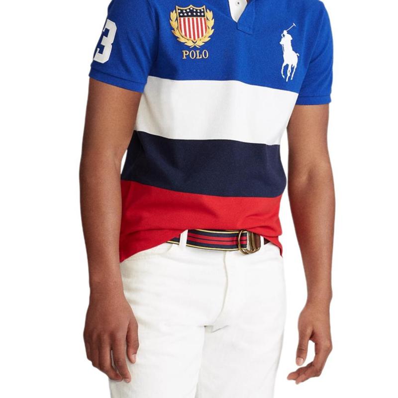 Polo Ralph Lauren Color Block Zahlenlogo Big Pony Logo Poloshirt Herren Poloshirts Blau 710800514-001