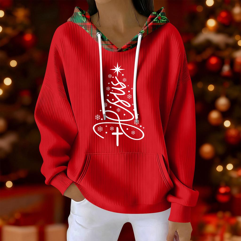 Women's Fashion Casual Christmas Print Pullover Long-Sleeve Sweatshirt