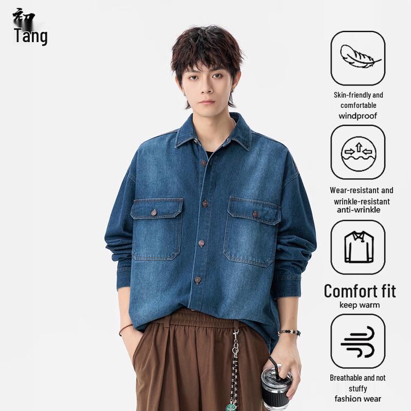 

Мужская ретро джинсовая рабочая рубашка-куртка L