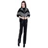 Thickened Velvet Casual Sports Suit for Women in Winter Fashionable Western Style Stand-up Collar Cardigan Wide-leg Pants Two-piece Set