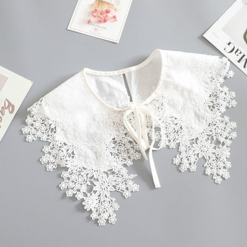 Fashion Embroidery Hollow Cotton Finished Lace Fake Collar Shawl Shopping Travel Camping Party Personalized Decoration Cloak